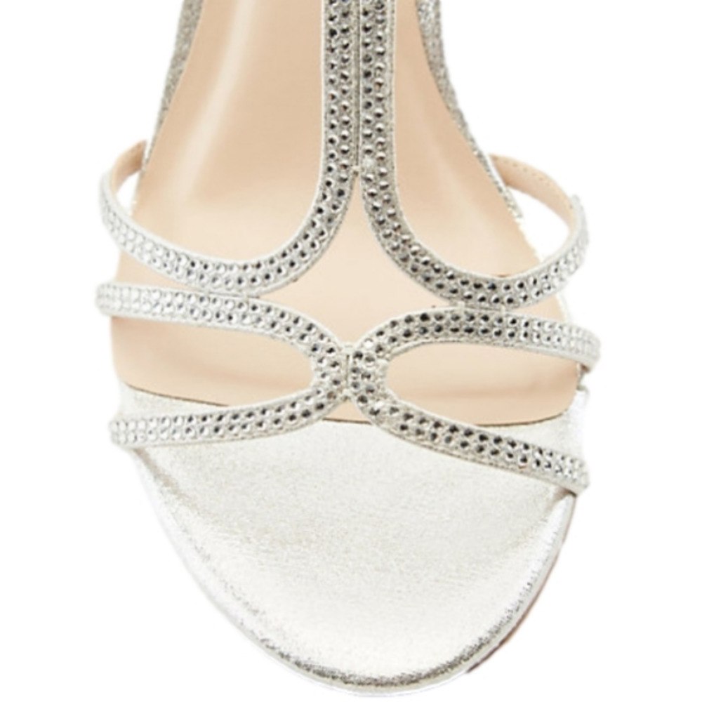 Le Chateau Faux Suede Jewel Embellished 3.5 Inch Heel